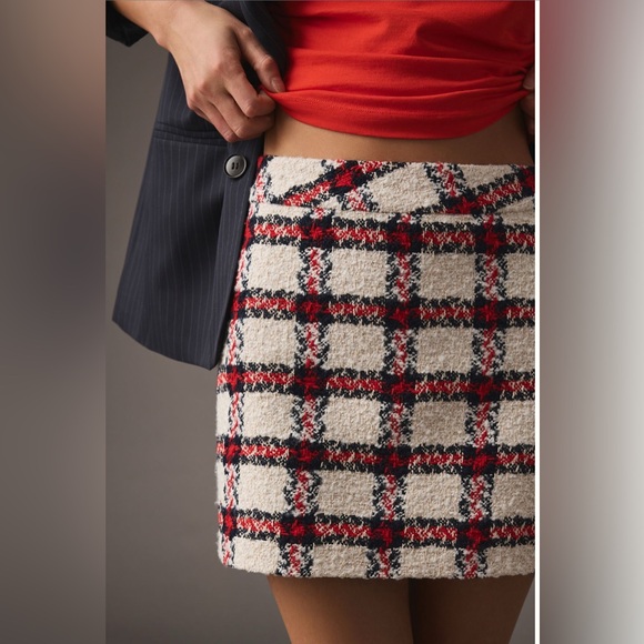 Anthropologie Endless Rose plaid tweed mini skirt - Picture 9 of 11